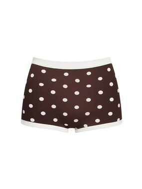 Kitty and Vibe Women’s Polka Dot Boyshorts - Brown & Cream Swim Shorts